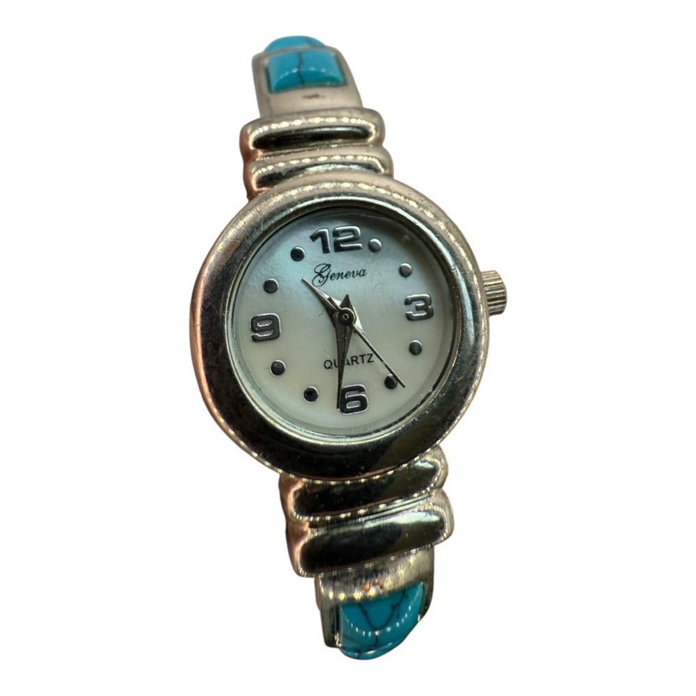 Geneva Silver and Turquoise Watch